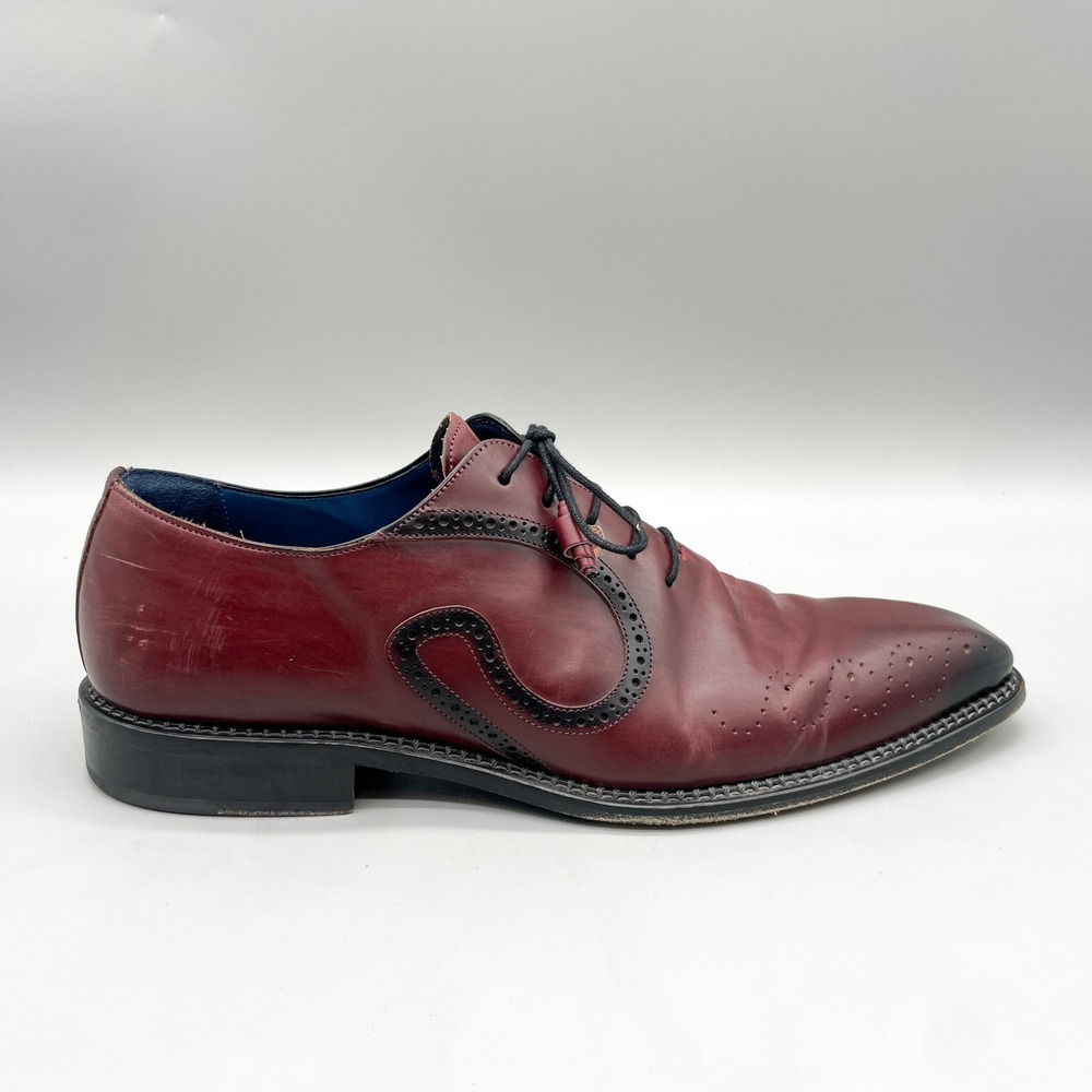 Mezlan Mens 11M Ellwood Wingtip Oxford Shoes Burgundy Leather Dandy Preppy